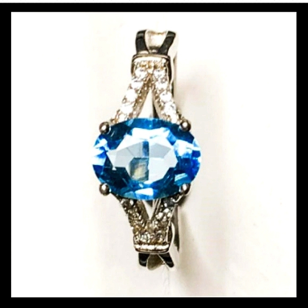 Genuine Natural Topaz Diamond Ring Size 7 Topaz Diamond Ring Oval Cut FREE SHIP!